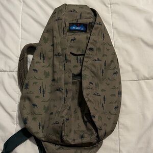 Kavu Forest Print Backpack in Olive Green